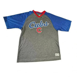 Dynasty Chicago Cubs Medium Gray Short Sleeve V-Neck Polyester Shirt
